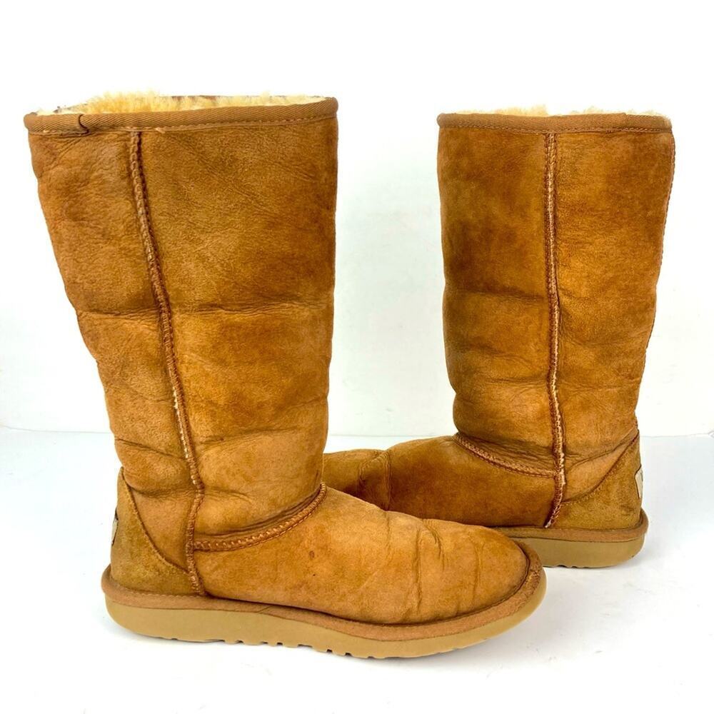 UGG Classic Chestnut Brown Boots Size 5 Genuine Leather/Sheepskin - Picture 2 of 14